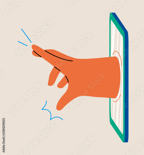 Canvastavla Hand protrudes from smartphone