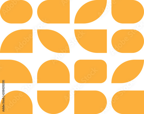 Modern abstract geometric shapes collection featuring diverse golden yellow rounded forms arranged in a creative minimalist vector graphic on transparent background