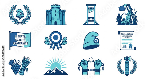 Foto French Revolution Symbols Icons Collection.