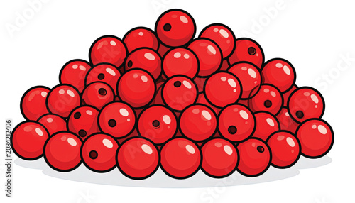 Pile of shiny red beads stacked.