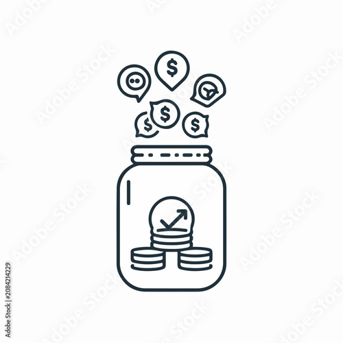 Digital Tip Jar Vector Icon with Currency Symbols and Creator Reactions