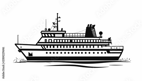 Bild auf Leinwand Large Cruise Ship Sailing Water.
