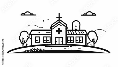 Foto Simple Illustration of a Church Building.