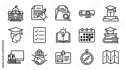 Foto Collection of Education and Learning Icons Vector Illustration.