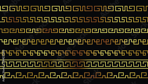 Photos Greek key pattern golden vector illustration on transparent background