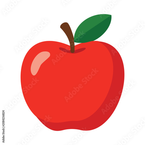 Fresh Red Apple Isolated Vector Illustration