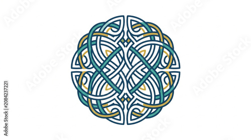 Intricate Celtic Knot Circular Design Abstract Graphic.