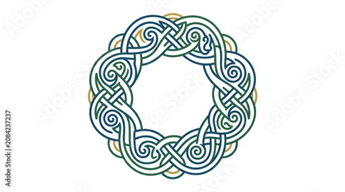 Intricate Celtic Knot Circular Design Abstract Pattern.