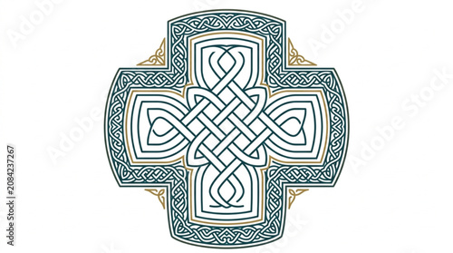 Intricate Celtic Knot Cross Symbol of Faith and Heritage.