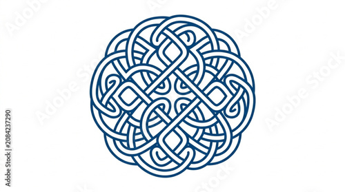 Intricate Celtic Knot Design Abstract Blue Pattern.