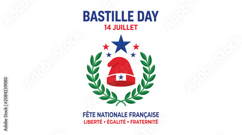 Bild auf Leinwand Bastille day vector graphic illustration featuring a red phrygian cap centered i