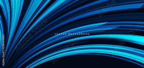 High speed blue curved lines on dark blue background.