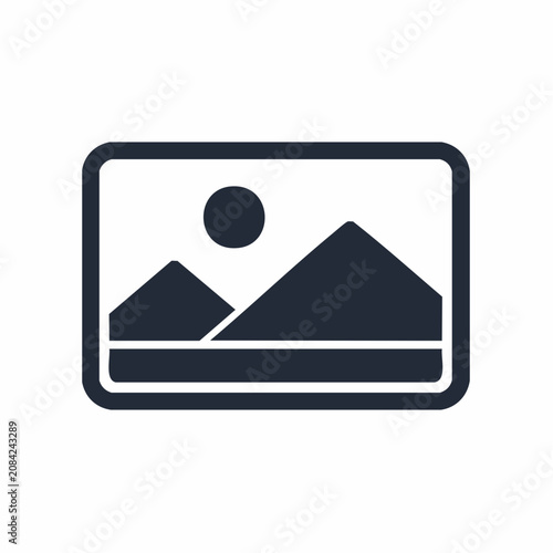 Picture gallery icon with mountain and sun landscape