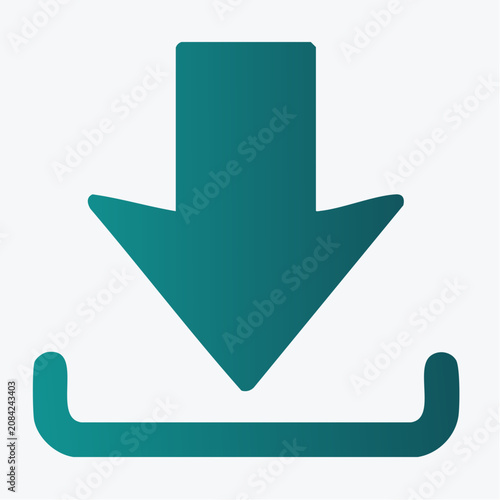 Teal download arrow pointing into storage tray icon.