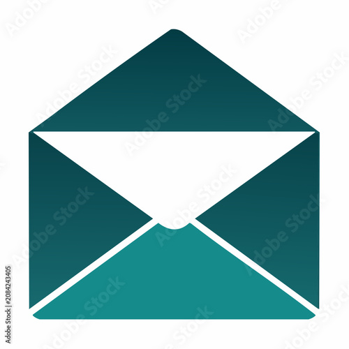 Teal envelope icon with white sheet of paper.
