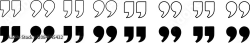 фотографія Double quotation mark icon set in solid and outline styles