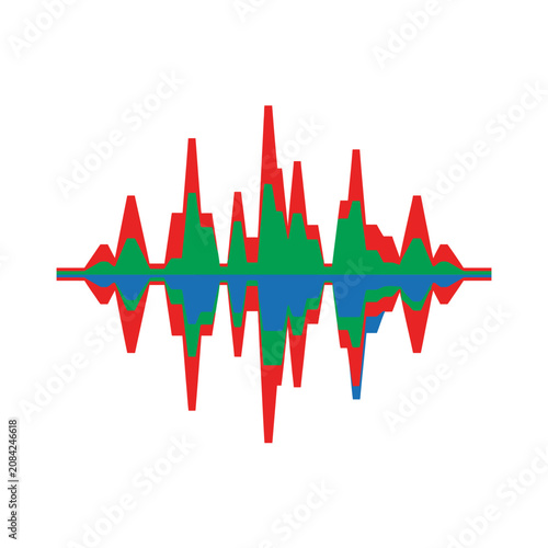 Colorful digital sound wave icon isolated on white background
