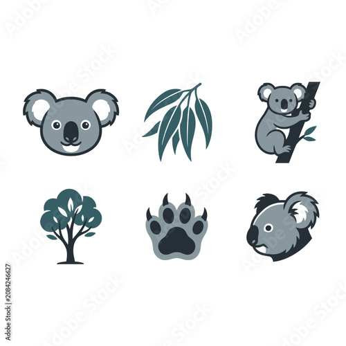 Photography A collection of cute koala themed vector icons and illustrations