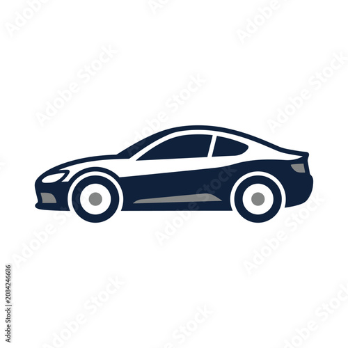 A minimalist vector icon represents a modern sports car