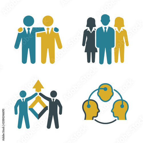 A set of business teamwork and collaboration vector icons