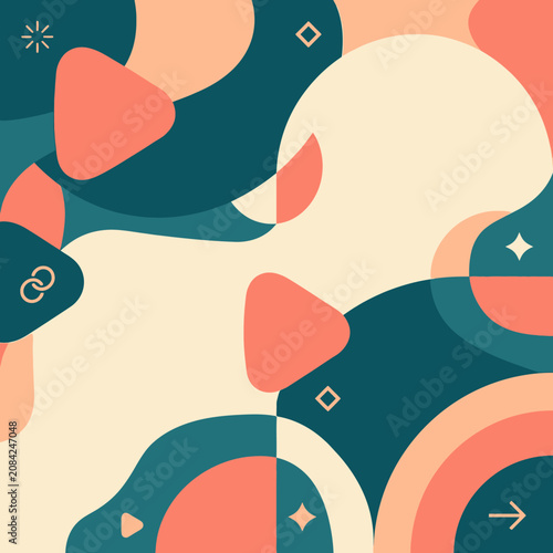 Abstract geometric background with organic shapes and retro colors