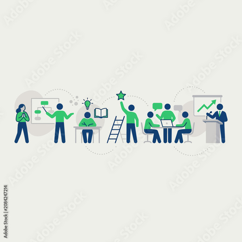 Business professionals collaborate to achieve career success