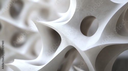 Abstract White Sculpture: Intricate Design and Textured Surface