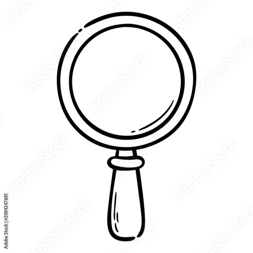 Magnifying Glass Hand Drawn Doodle Black Line Art