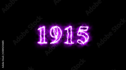 Animated glowing number 1915 with realistic fire and flame effects on a dark background. Perfect for countdowns, year transitions, presentations, and motion graphics projects.