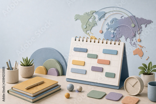Remote Team Calendar Concept With Clean Copy Space