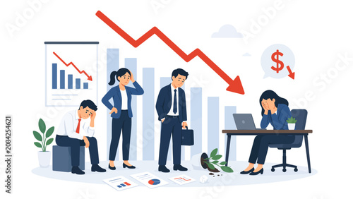 Tableau sur toile Business professionals stressed by economic downturn and financial losses