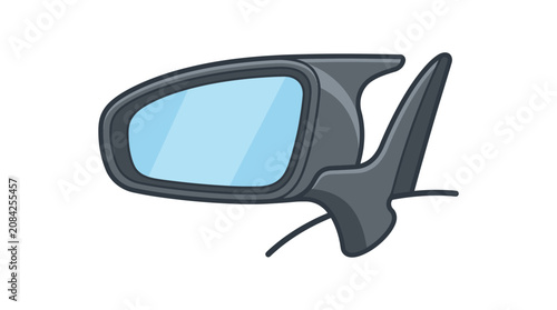 Bild auf Leinwand Car Side Mirror View - Automotive Rear View Mirror Illustration