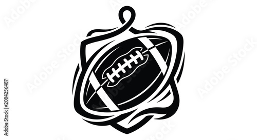 Fotografie American Football Silhouette With Decorative Flames Black And White