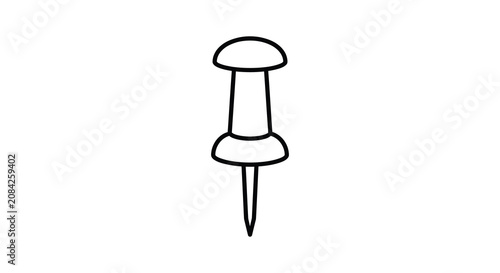 Quadro su tela Pushpin Silhouette On White Background Simple Line Drawing