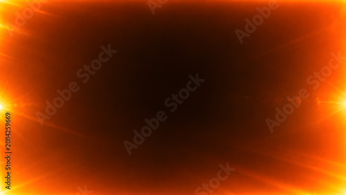 Fiery Orange Frame Light Leak Overlay with Glowing Film Burn Border and Dark Center Background