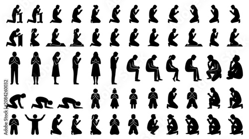 Bild auf Leinwand Silhouette Collection: Diverse Praying and Meditating Poses