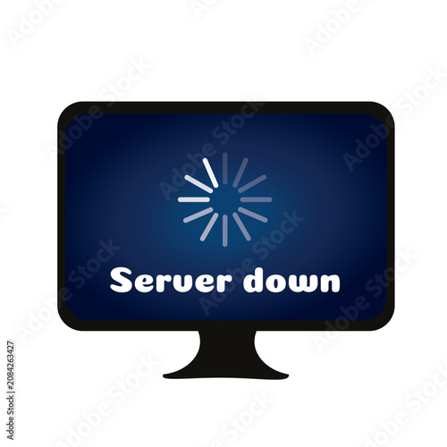 Server Down Sticker | IT System Outage Loading Screen Cartoon Icon