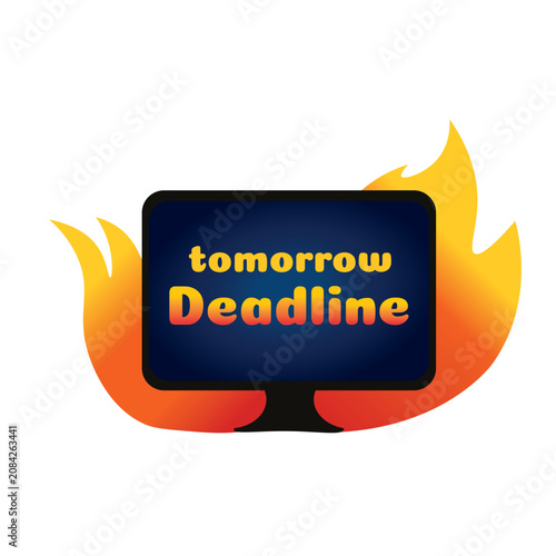 Tomorrow Deadline Burning Monitor Sticker | Funny Programmer IT Stress