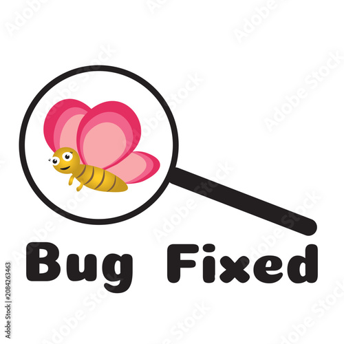 Bug Fixed Sticker | Cute Software Bug Resolved IT Cartoon Icon