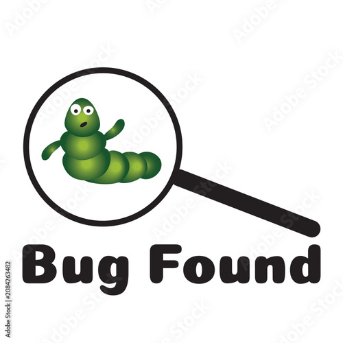 Bug Found Sticker | Funny Software Bug Detection IT Cartoon Icon