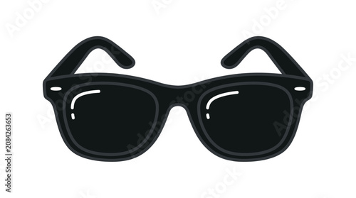 Obraz na płótnie Black Wayfarer Sunglasses on White Background, Icon Style