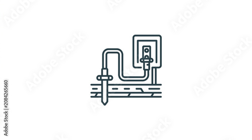 Cuadro en lienzo Electrical grounding rod connected to a junction box.