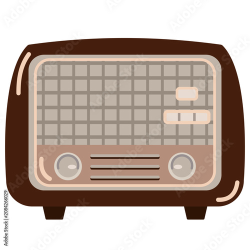 Bild auf Leinwand Vintage Retro Radio Illustration, Classic Antique Broadcast Clipart Isolated on