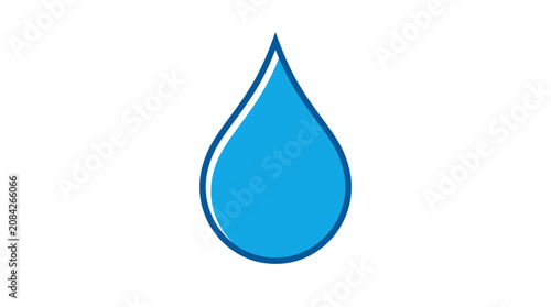 Blue water drop icon on white background, clean liquid symbol, graphic element