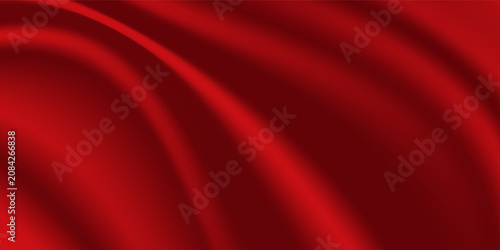 Luxury red satin smooth fabric background. Abstract background luxury red cloth or liquid wave or wavy folds of silk satin background. Red silky fabric. Decoration element for design.