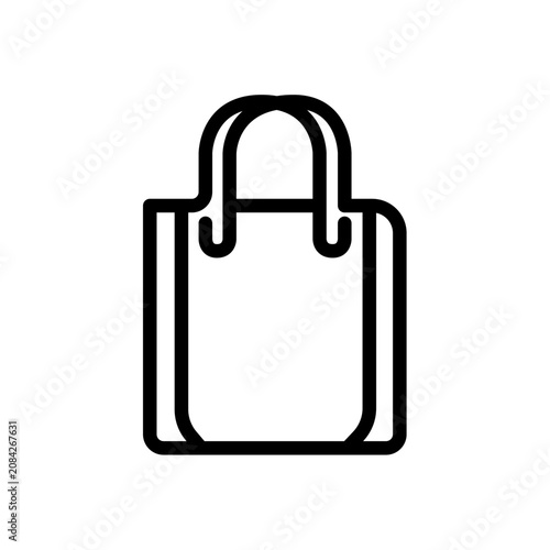 Premium shopping bag flat line icon with minimalist rounded outline and geometric balance. Ideal for ecommerce, retail, online stores, mobile apps, websites, branding, and vector interfaces.