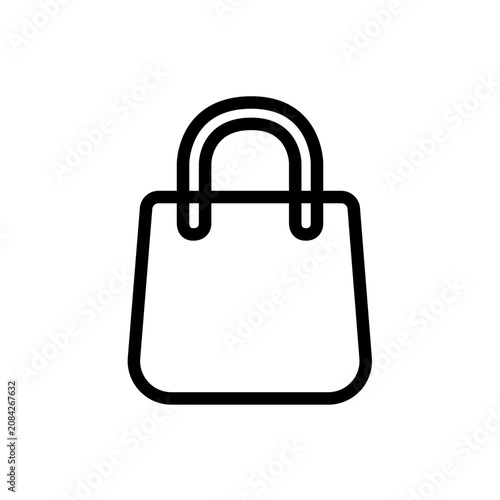Premium shopping bag flat line icon with minimalist rounded outline and geometric balance. Ideal for ecommerce, retail, online stores, mobile apps, websites, branding, and vector interfaces.