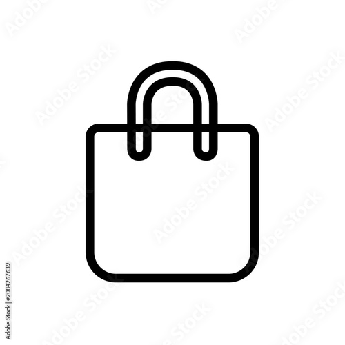 Premium shopping bag flat line icon with minimalist rounded outline and geometric balance. Ideal for ecommerce, retail, online stores, mobile apps, websites, branding, and vector interfaces.