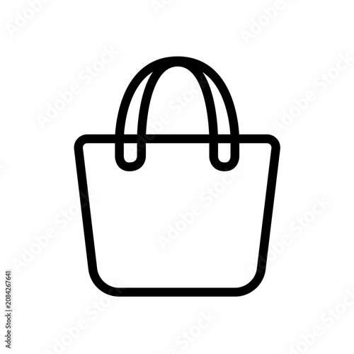 Premium shopping bag flat line icon with minimalist rounded outline and geometric balance. Ideal for ecommerce, retail, online stores, mobile apps, websites, branding, and vector interfaces.