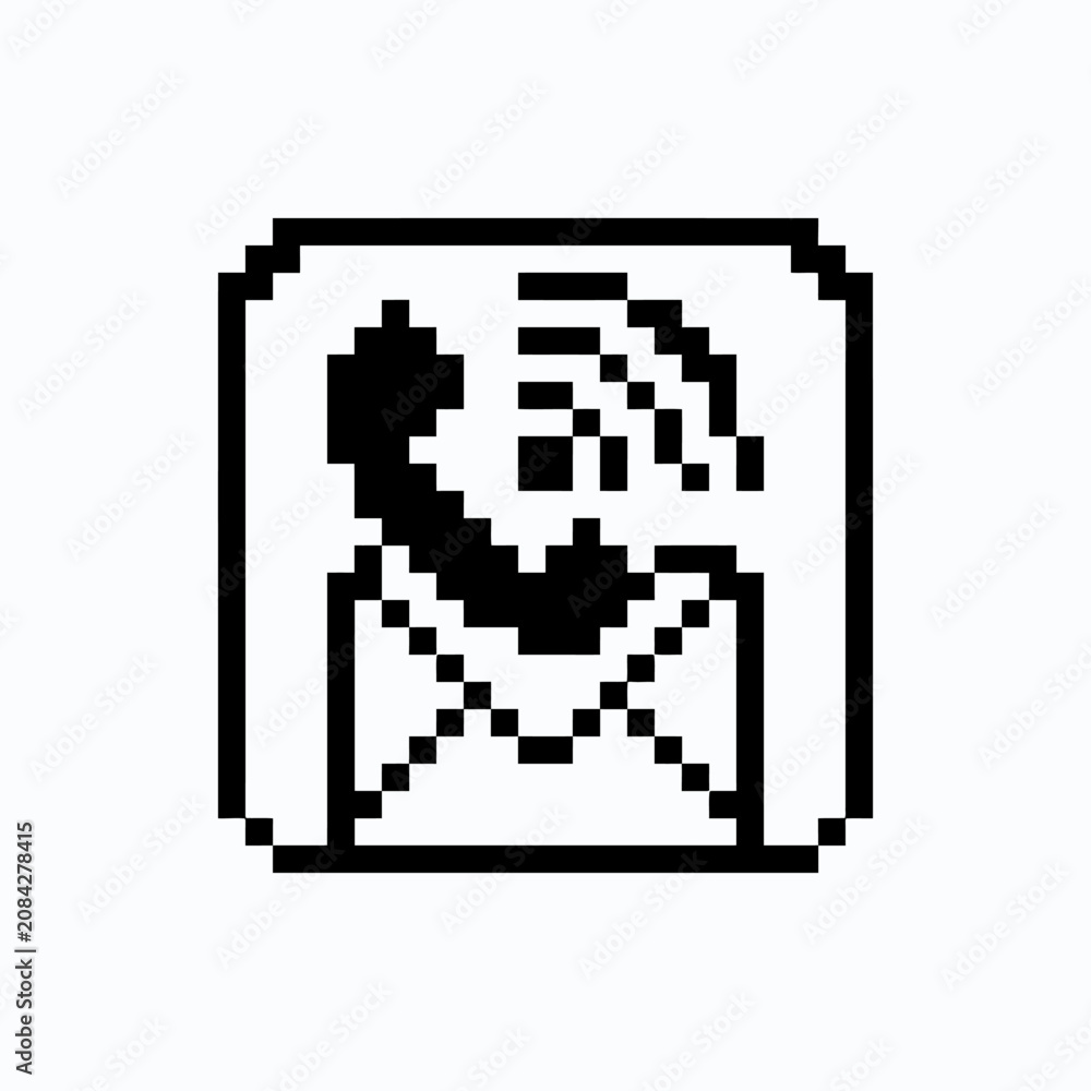 Fototapeta premium A simple black and white pixel art icon representing communication